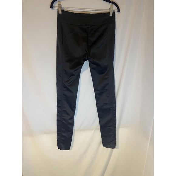 Diane Von Furstenberg Black Shiny Sweetheart Seamed Stretch Leggings Size 4 - Picture 2 of 4